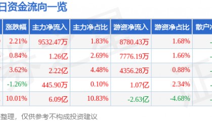股票行情快报：兴森科技（002436）5月13日主力资金净买入9532.47万元