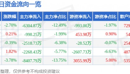 股票行情快报：彩讯股份（300634）8月14日主力资金净卖出6304.87万元