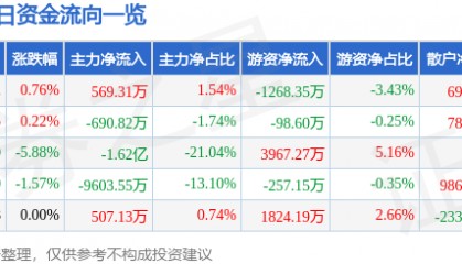 股票行情快报：宝信软件（600845）3月5日主力资金净买入569.31万元