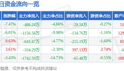 股票行情快报：维科精密（301499）3月23日主力资金净卖出486.24万元