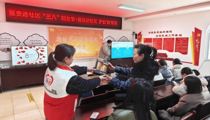 蚌埠治淮街道民政服务站联合延安路社区开展“以法之名 守护‘她’权益”普法宣传活动