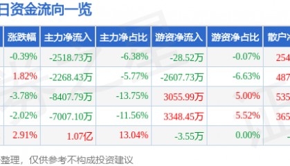 股票行情快报：彩讯股份（300634）8月12日主力资金净卖出2518.73万元