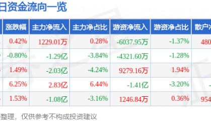 股票行情快报：兴森科技（002436）4月24日主力资金净买入1229.01万元