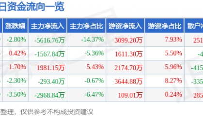 股票行情快报：彩讯股份（300634）9月9日主力资金净卖出5616.76万元