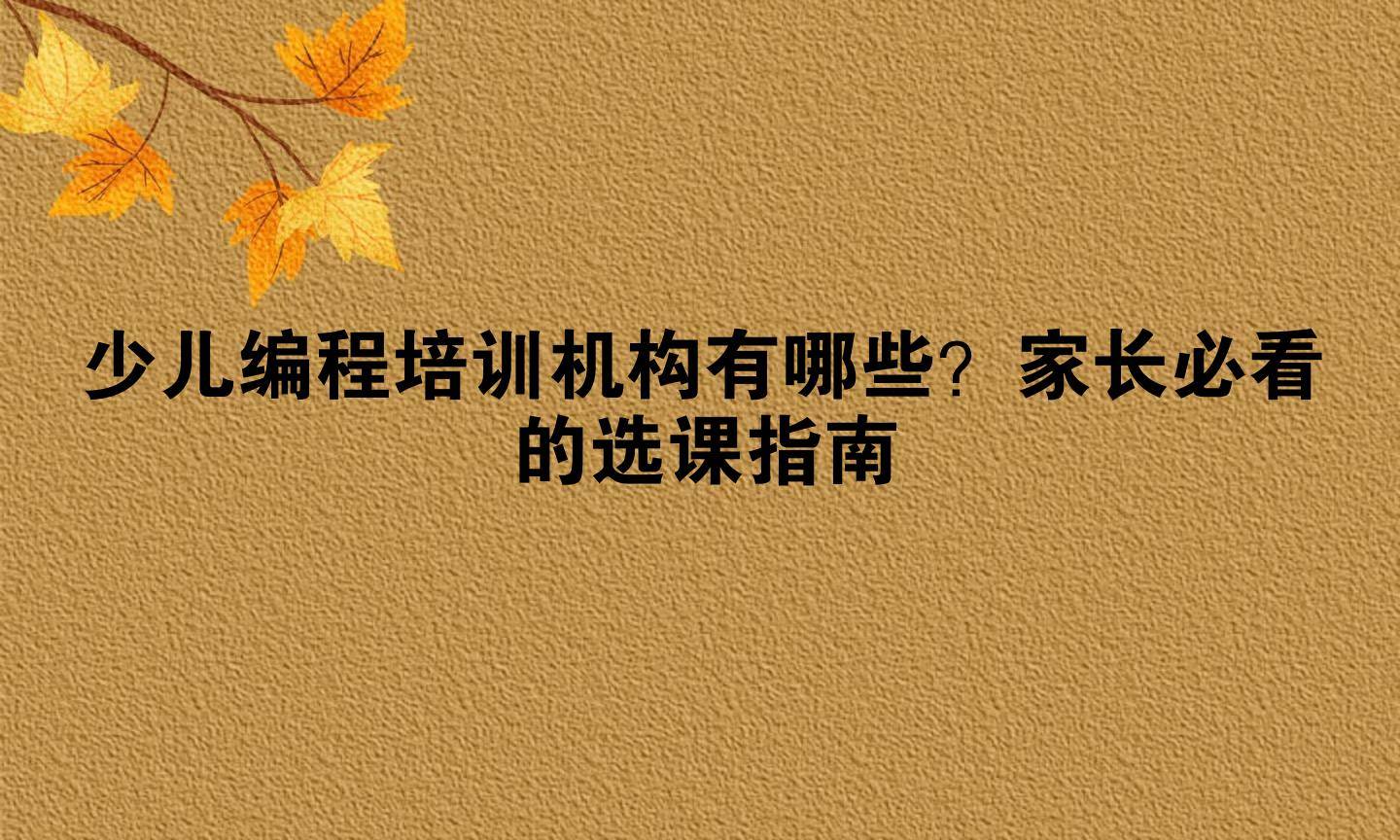少儿编程培训机构有哪些？家长必看的选课指南
